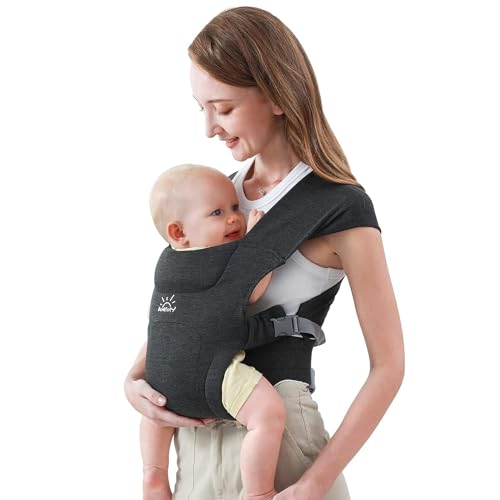 Newborn Carrier, Baby Carrier, Cozy Baby Wrap Carrier(7-25lbs), with Hook&Loop for Easily Adjustable, Soft Fabric, Deep Grey