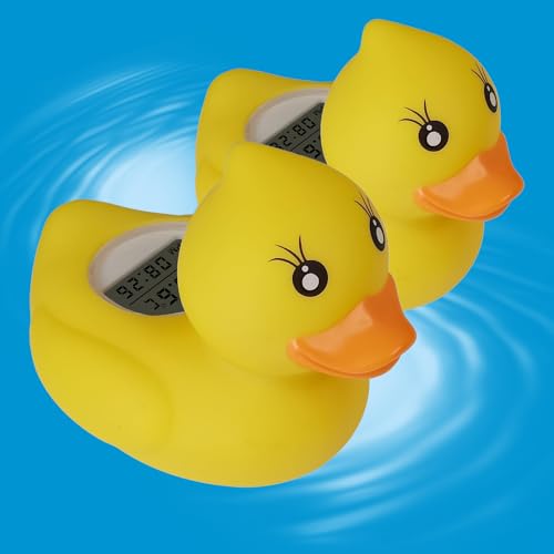 2 Pack Rubber Duck Baby Bath Thermometer LED Display Warning Alarm/Timer Function,Baby Safety Water Thermometer for Bathtub Tube Pool Floating Toy Infants Newborn Toddlers Room Temperature Essentials