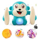 Wembley Dancing Monkey Musical Toy for Kids Baby Spinning Rolling Doll Tumble Toy with Voice Control Musical Light and Sound Effects with Sensor - ISI Mark - Multicolor