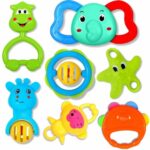 Storio Baby Products Toys 7 Pcs Rattle Set with Teathers for New Born Baby Gifts, Toy for Babies, Non-Toxic