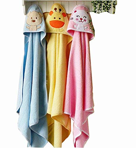 BRANDONN 3PC Premium Hooded Blanket Cum Wrapping Sheet for Babies; 0-4 Months (Pink,Mango,Blue 29 inch x 25 inch))