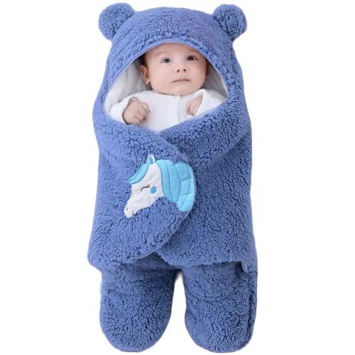 BRANDONN Baby Blankets New Born Pack of Wearable Hooded Swaddle Wrapper Sleeping Bag for Baby Boys and Baby Girls Pack of 1 (0-6 Months, Turquish Blue)