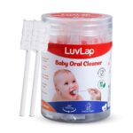 LuvLap 40pcs Oral Care Disposable Mouth Swabs for Cleaning Tooth, Swabsticks Baby Tongue Cleaning, 0-36 Months, White