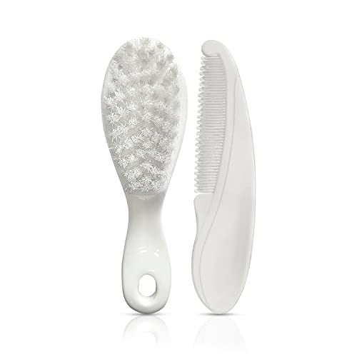 LuvLap Elegant Baby Comb & Brush Set, Soft Bristles for Gentle Hair Grooming, Complete Hair Grooming Kit for Infants, Newborns & Toddlers, Suitable from Birth (0M+), Perfect Baby Shower Gift