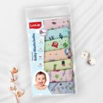 LuvLap Hosiery Cotton Cloth Premium Baby Washcloth for New Born, Washable, Reusable, Absorbent, Extra Soft Face Towels/Washcloth for Babies, Starfish Print, Pack of 7 Pcs, Multicolour