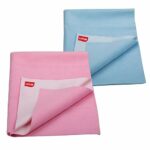 LuvLap Instadry Anti-Piling Fleece Extra Absorbent Quick Dry Sheet for baby, Baby Bed Protector, Waterproof baby sheet, Small size 50x70cm, Pack of 2, Sky Blue & Baby Pink