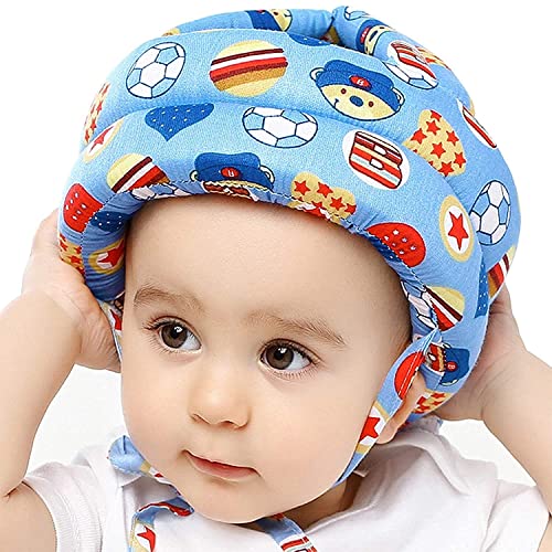 TULOO Baby Infant Toddler Helmet No Bump Safety Head Cushion Bumper Bonnet Adjustable Protective Multi Printed Cap Child Safety Headguard for Running Walking Crawling Safety Helmet for Kids (Blue)